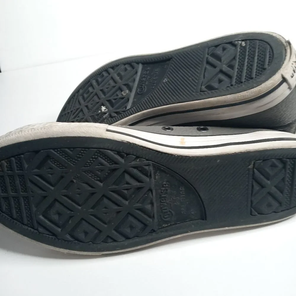 Converse gray leather high top sneakers with side zips size 4